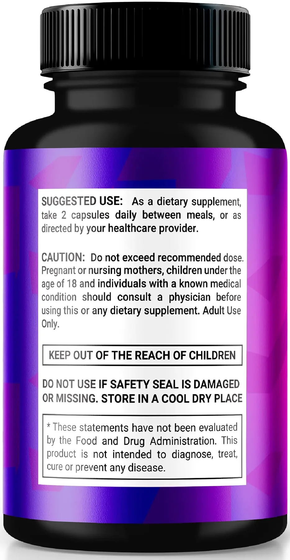 Erogenix bottle back label showing suggested use and caution details