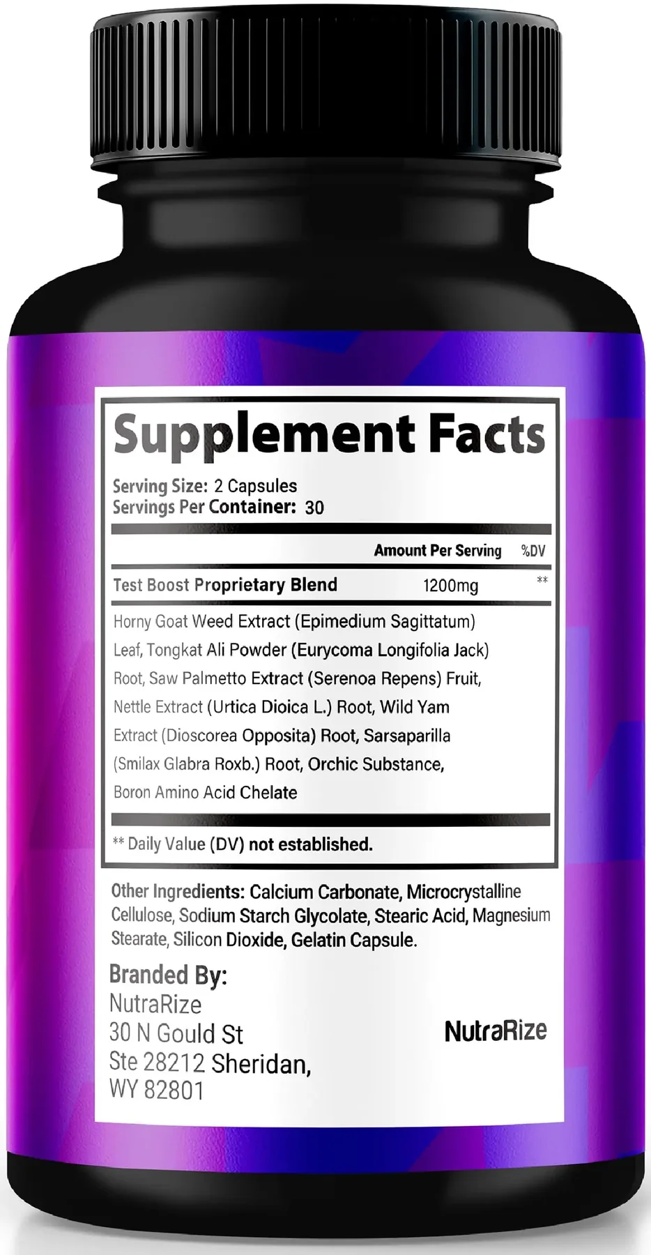 Erogenix Supplement Facts label showing the 1,200 mg Test Boost proprietary blend